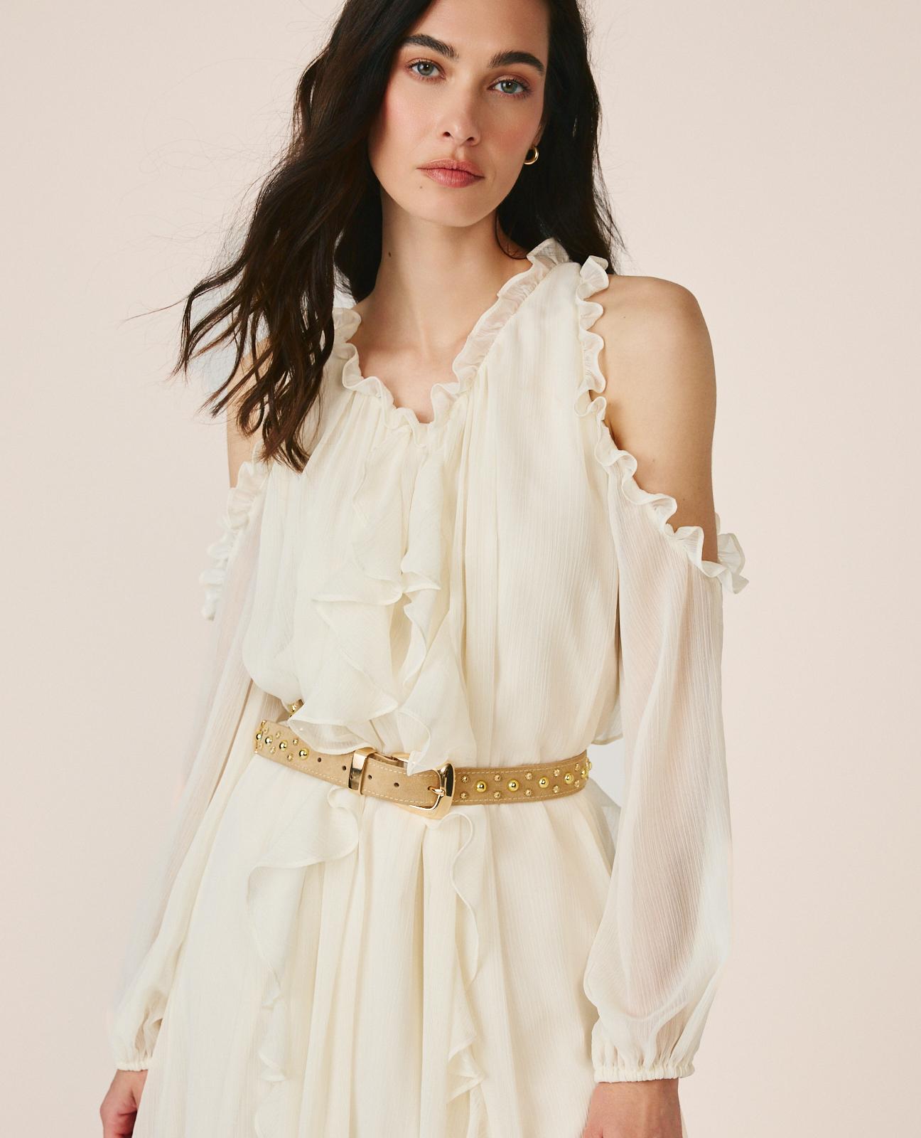 FLOWY MIDI DRESS WITH RUFFLES