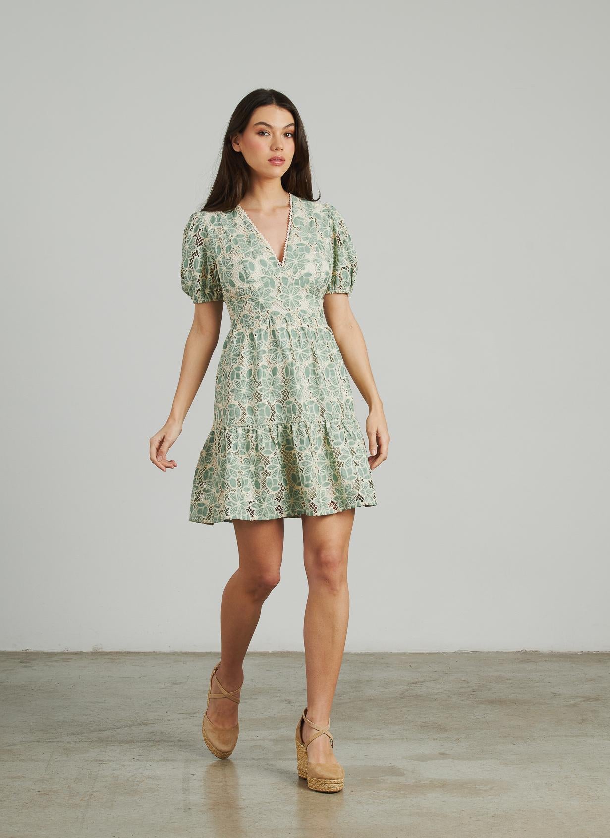 MINI DRESS EMBROIDERED FLOWERS