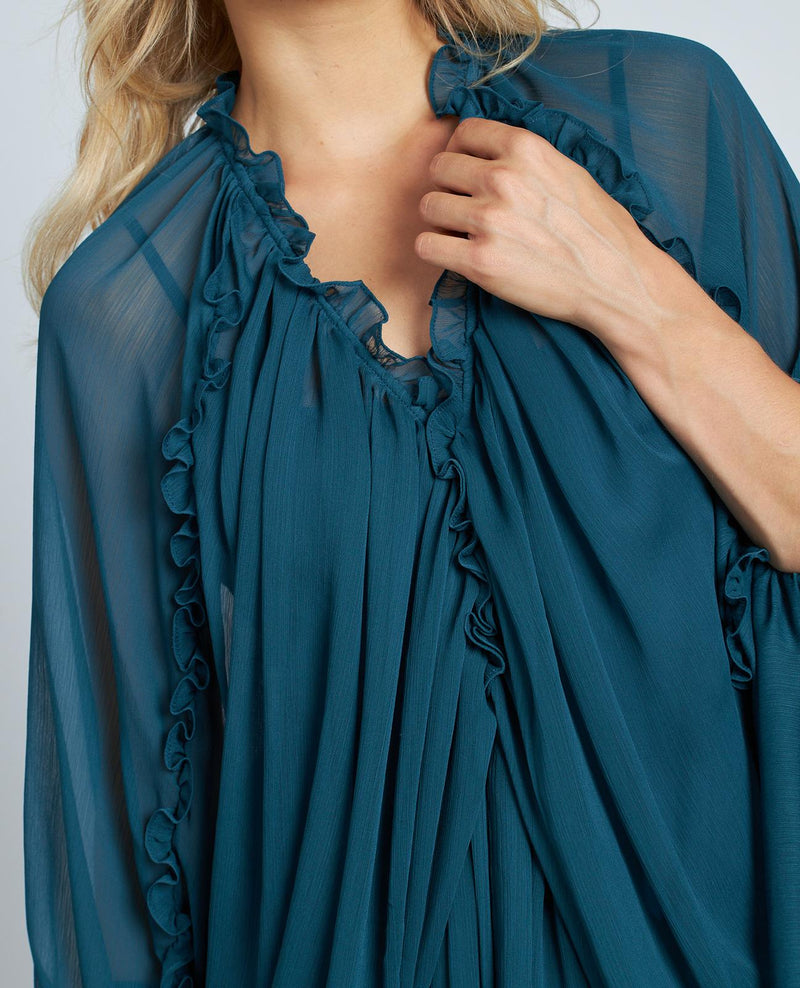 VESTIDO DRAPEADO SEMITRANSPARENTE