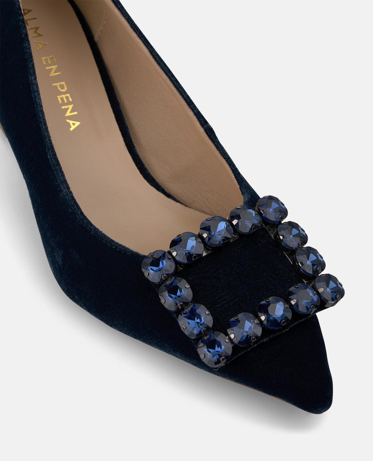 ZAPATO TACÓN TERCIOPELO CON ADORNO