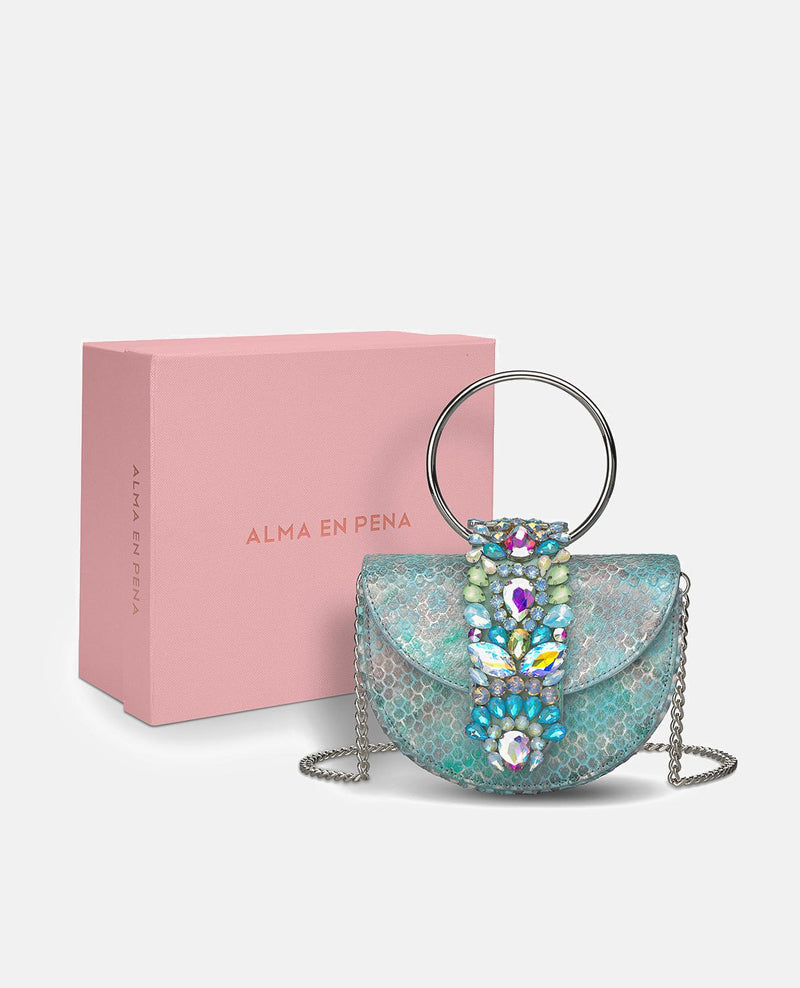 JEWELED HALF MOON BAG