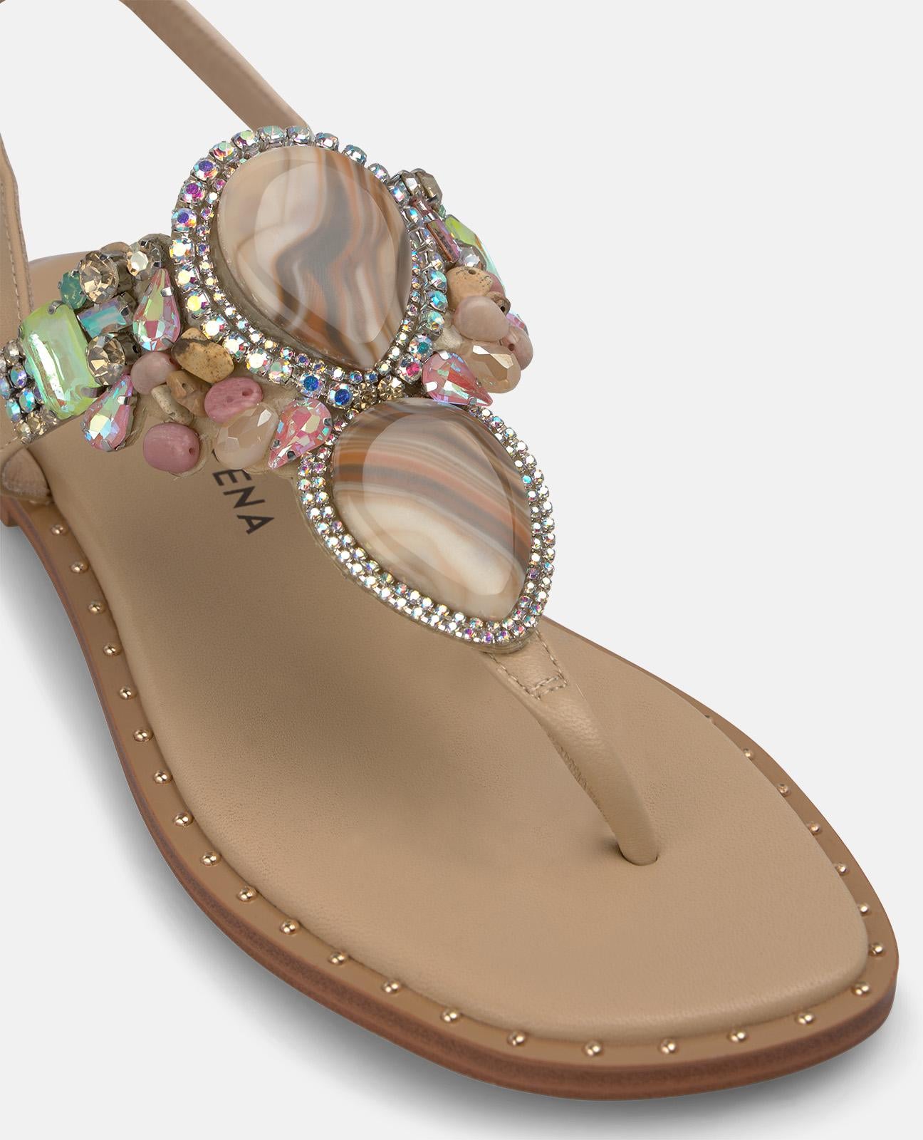 SANDALIA PLANA PEDRERÍA DEDO