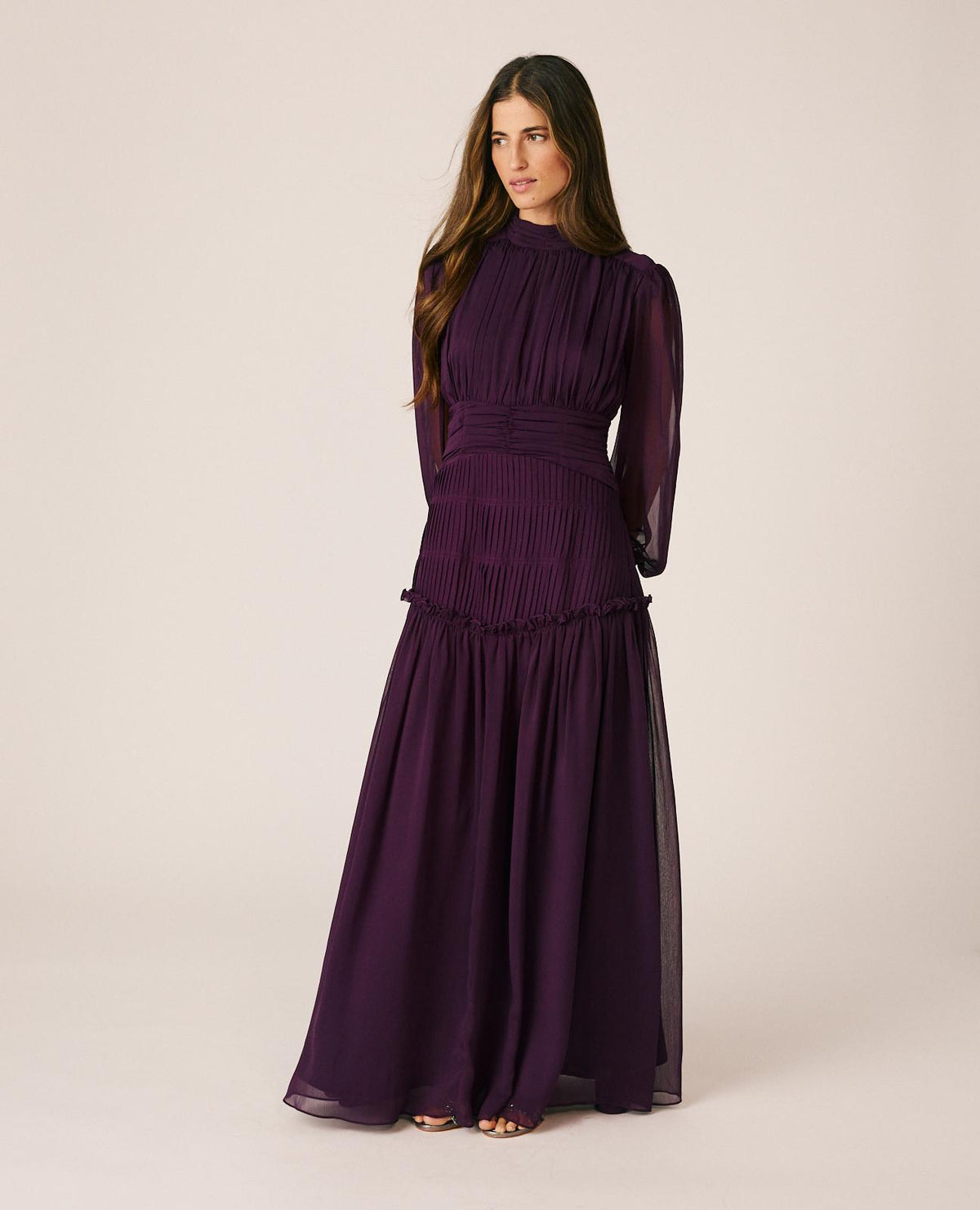 VESTIDO LARGO CON FRUNCIDO