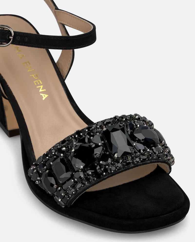 SANDALIA ALTA CON TIRA PEDRERIA