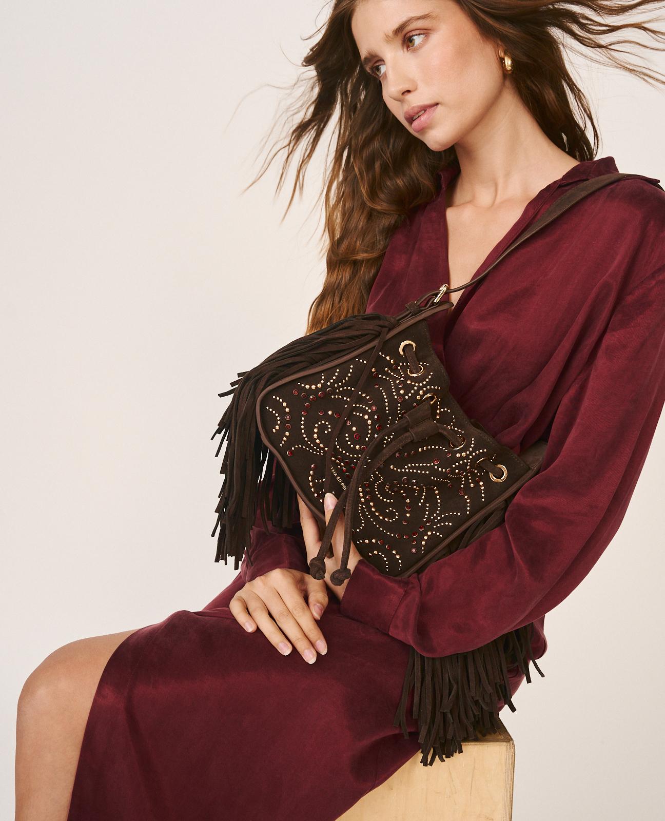 BOLSO PIEL SERRAJE CON PEDRERÍA