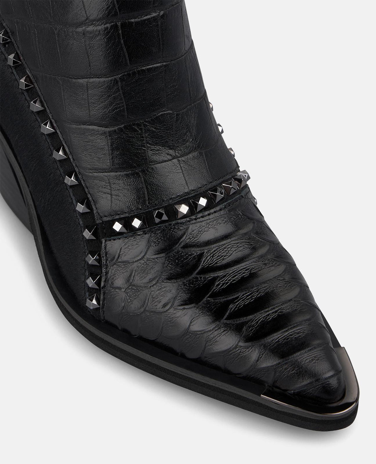 LEATHER COWBOY BOOTS WITH MIXED TEXTURES