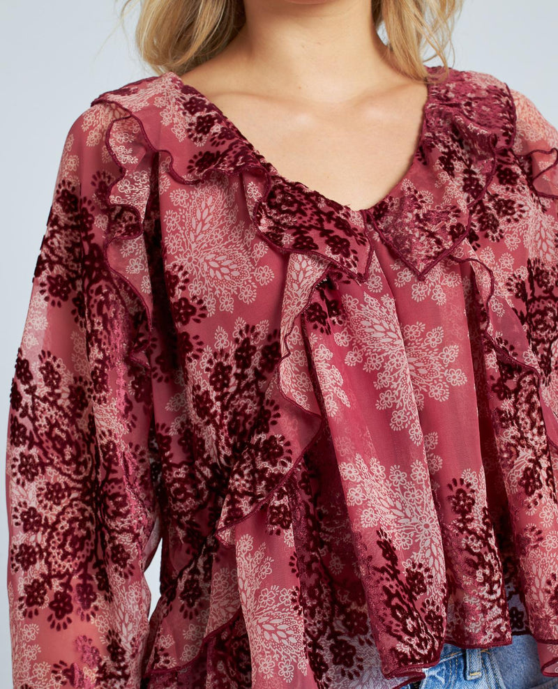 BLUSA VOLANTES ESTAMPADA