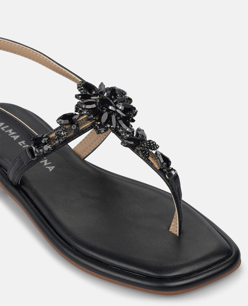 SANDALIA PLANA EN T TIRA EN PEDRERIA