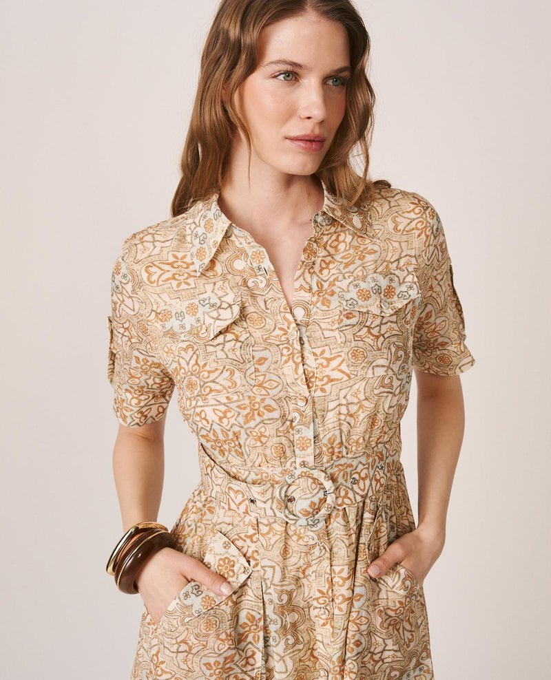 VESTIDO MIDI ESTAMPADO GEOMÉTRICO