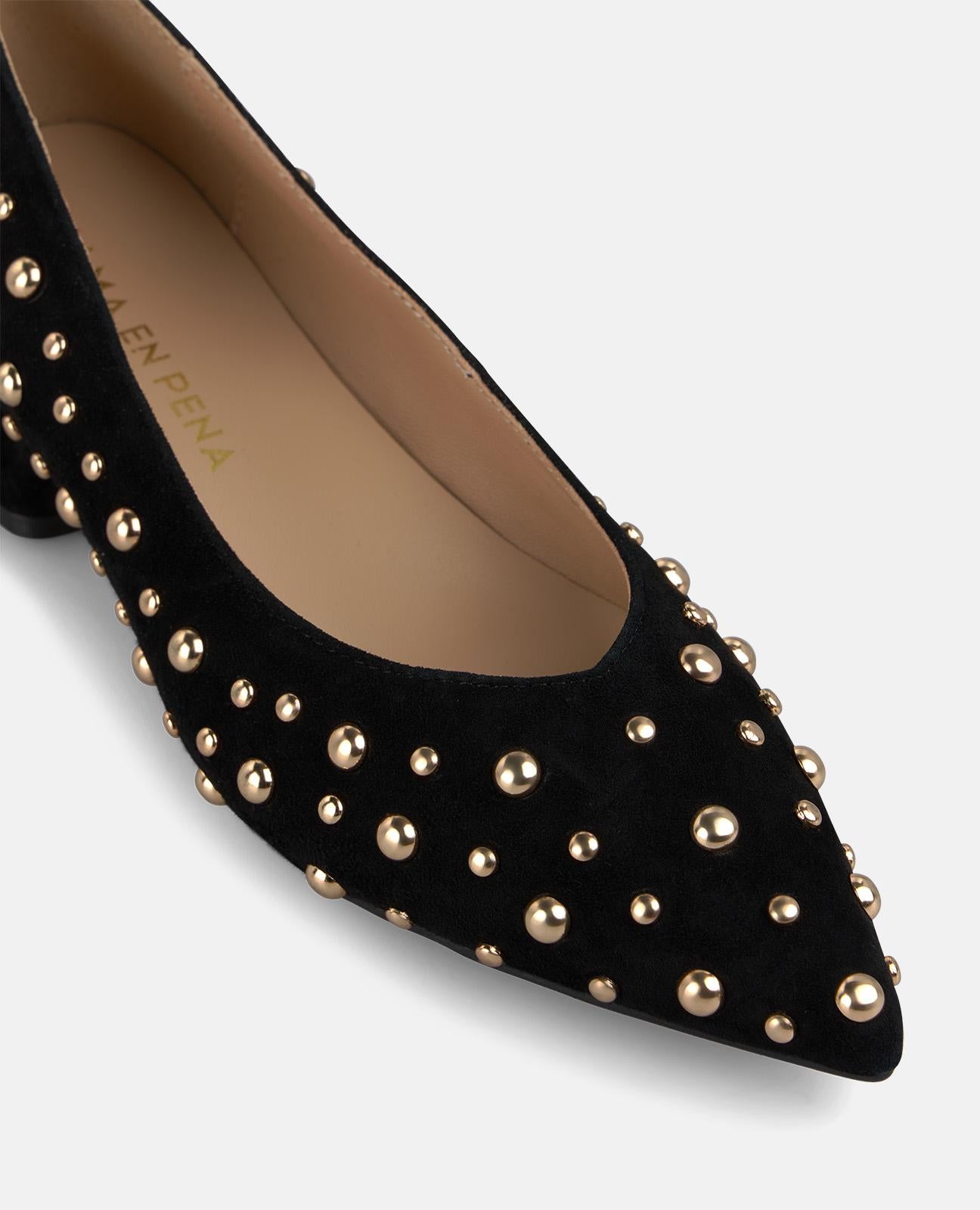 ZAPATO SALÓN ANTE CON TACHAS CIRCULARES