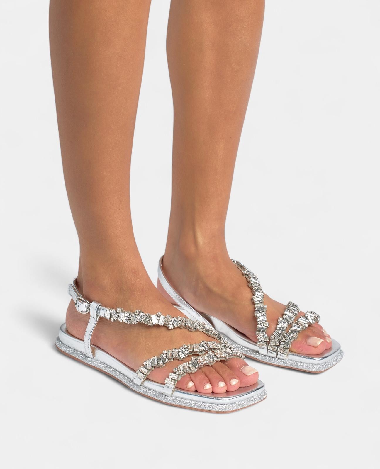 FLAT SANDAL WITH JEWEL STRAPS