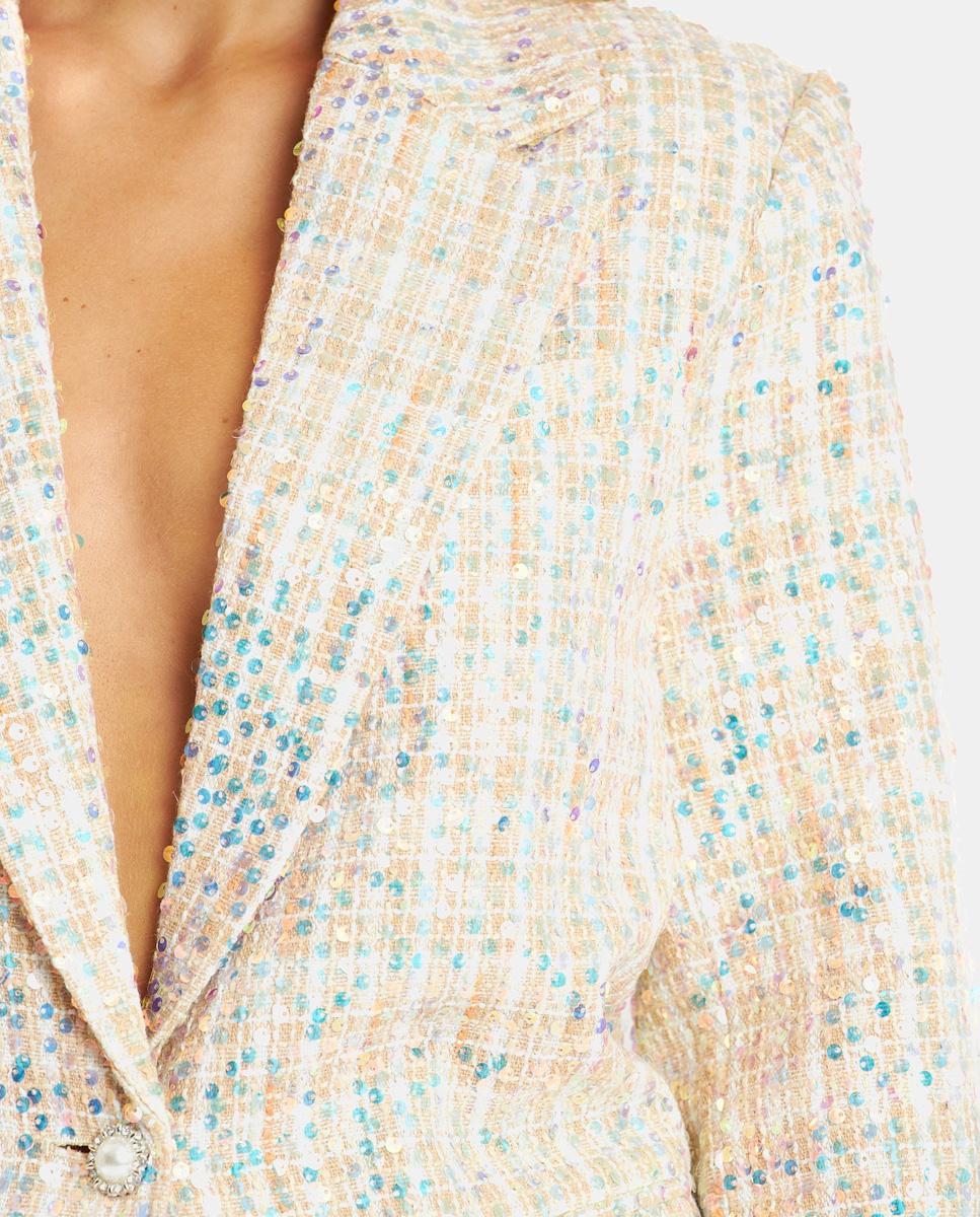 SEQUIN PLAID BLAZER