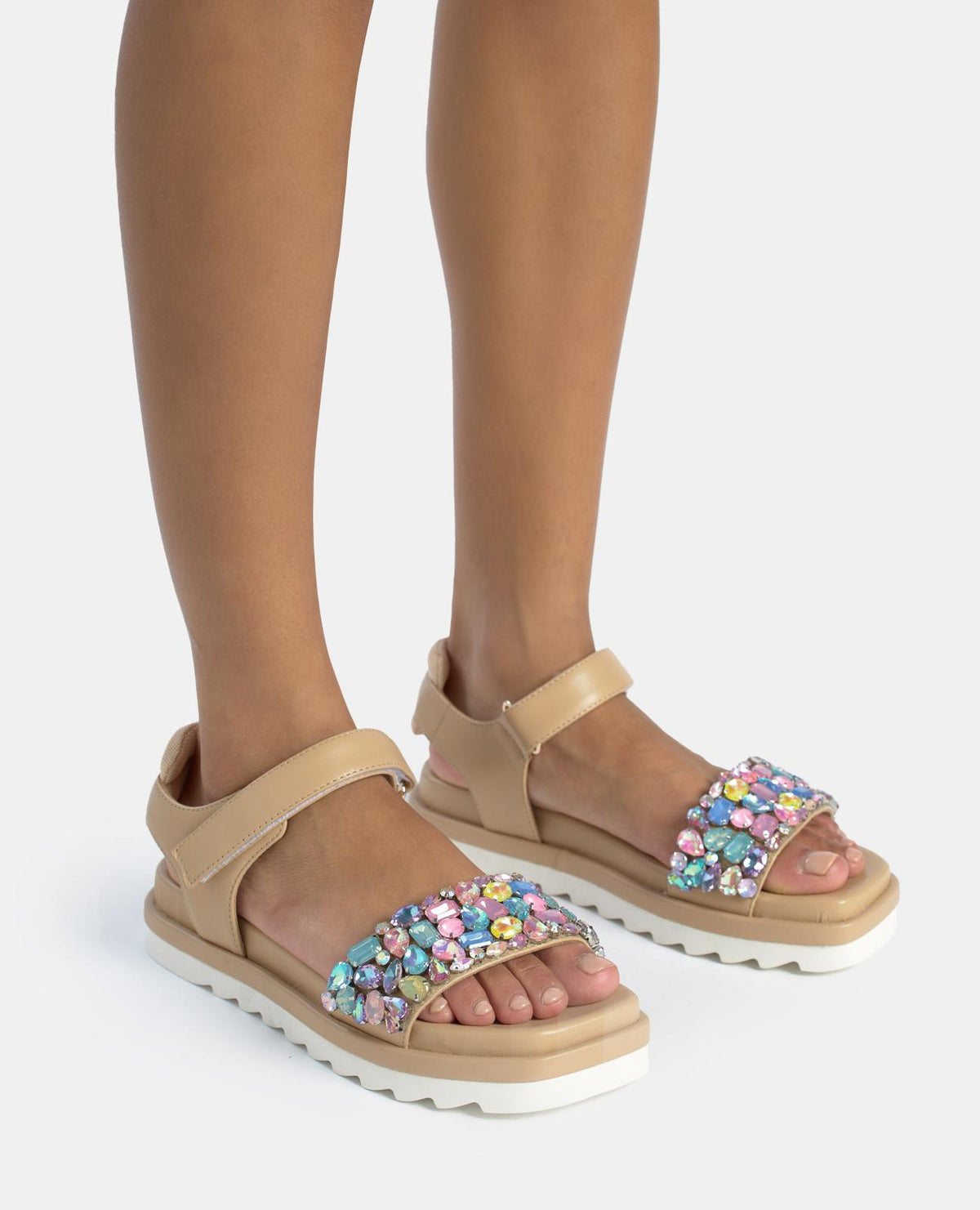 SANDAL TRACK STRAP WITH RHINESTONES