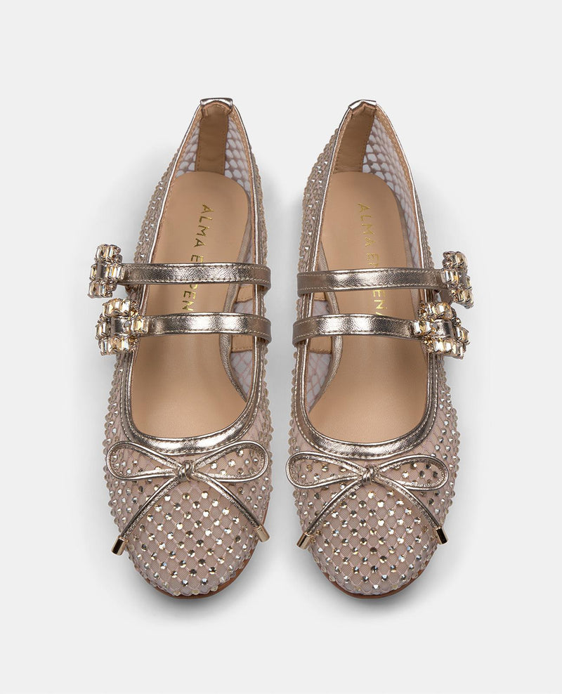 BALLERINE ROUGE BOUCLES STRASS