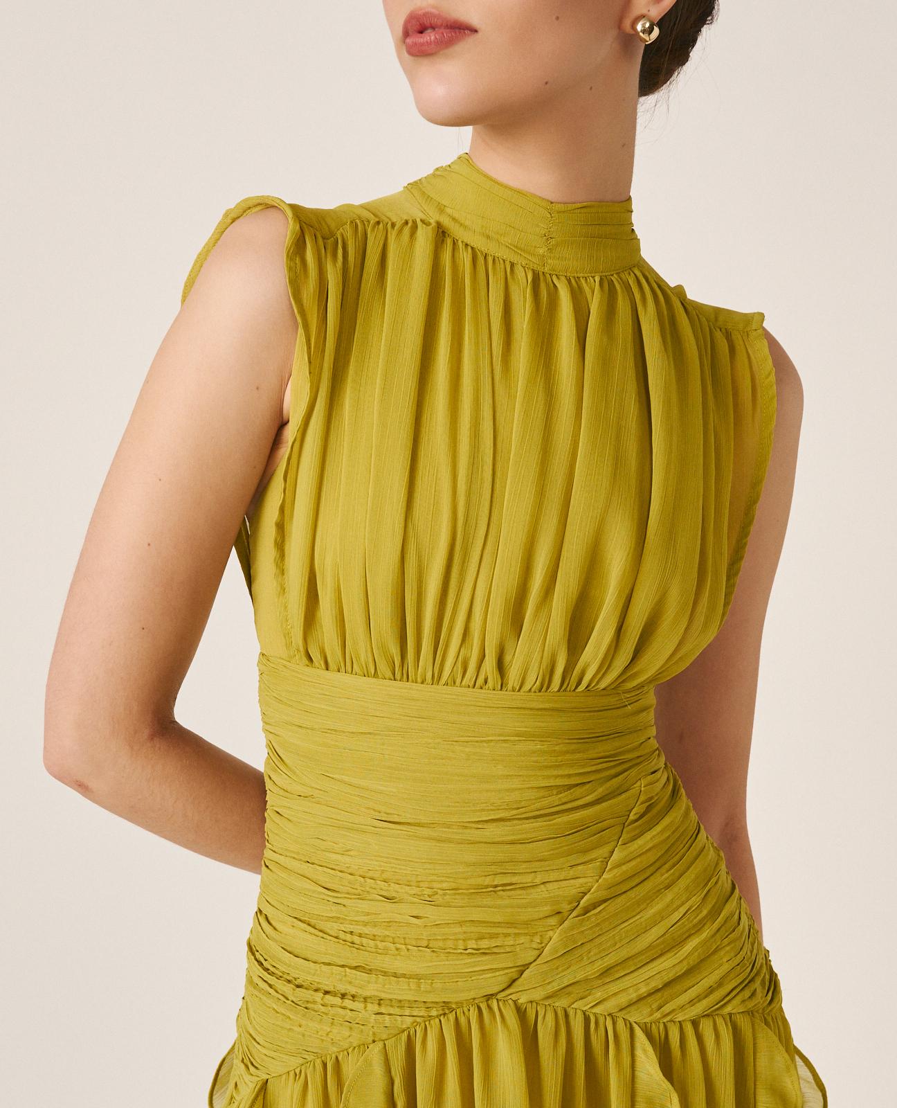 VESTIDO LONGO COM VOLANTES
