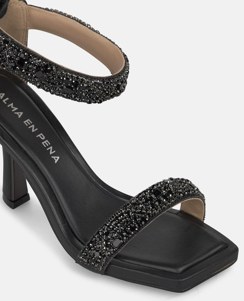 SANDÁLIA DE DUAS TIRAS COM EFEITO JOIA