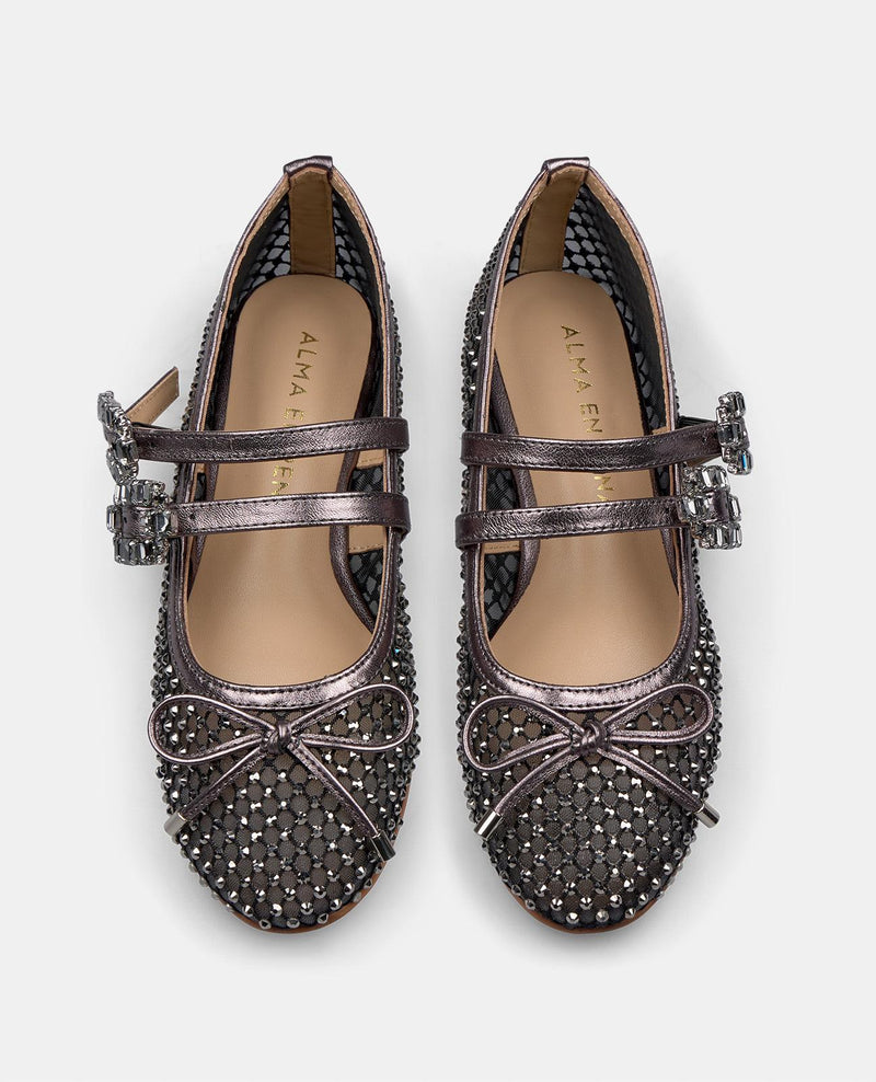 BALLERINE ROUGE BOUCLES STRASS