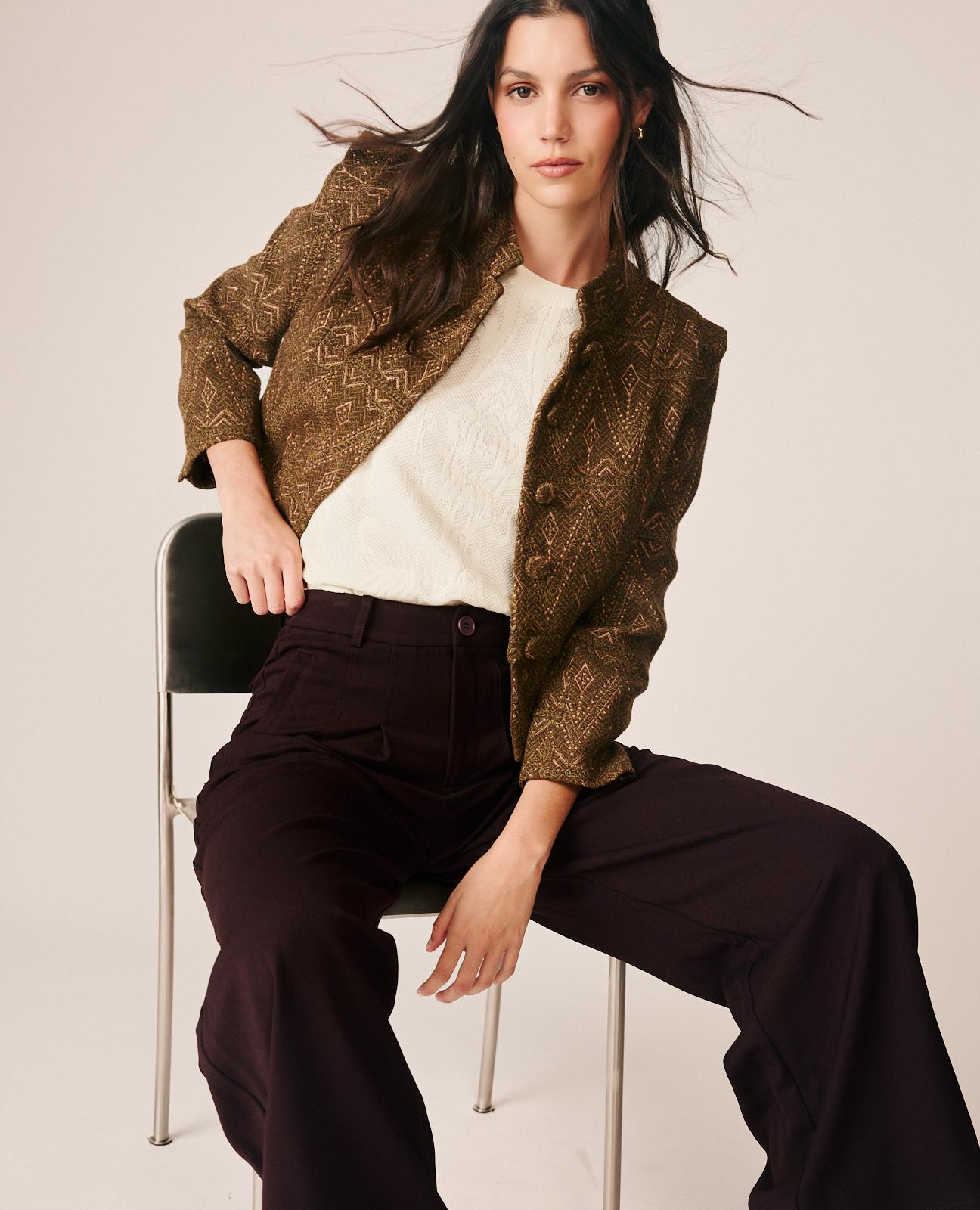CHAQUETA JACQUARD ESTAMPADO GEOMÉTRICO
