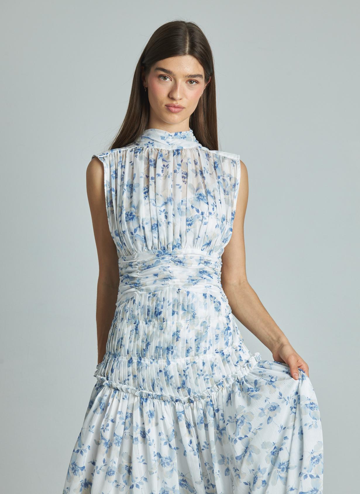 VESTIDO LARGO HALTER PLISADO