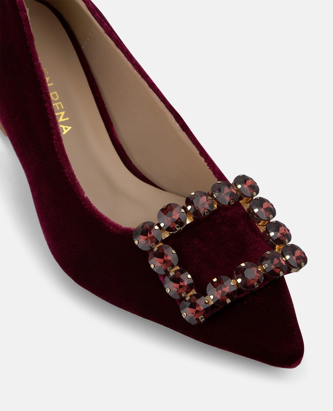 ZAPATO TACÓN TERCIOPELO CON ADORNO