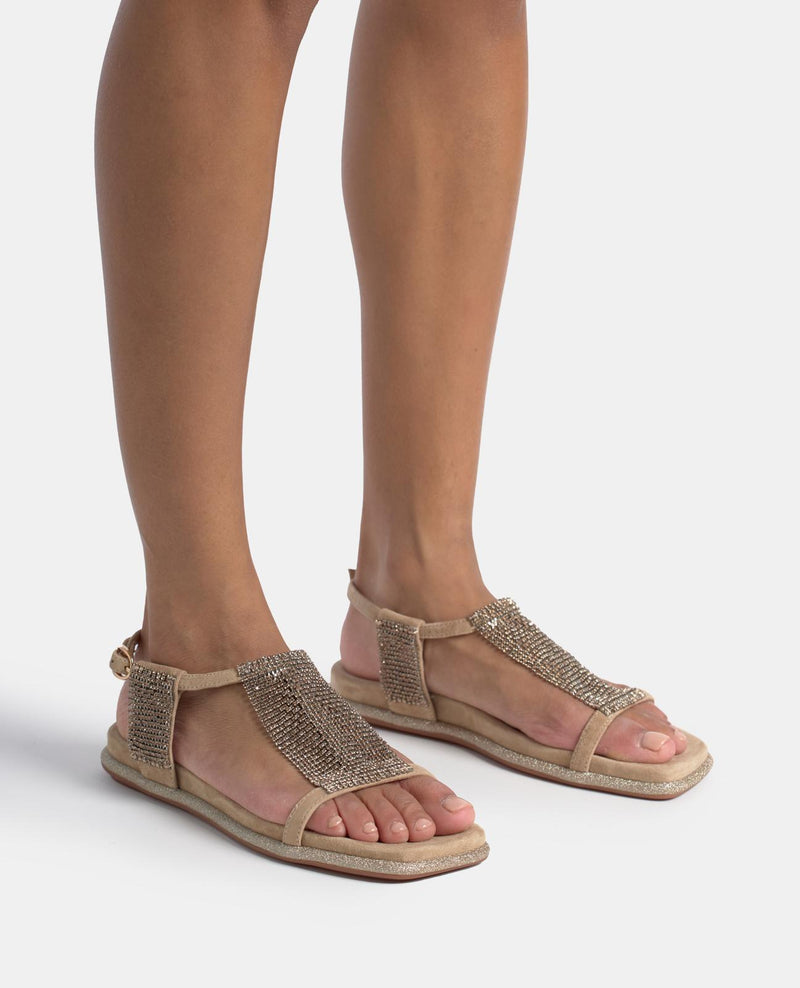 SANDALIA PLANA RED PEDRERÍA