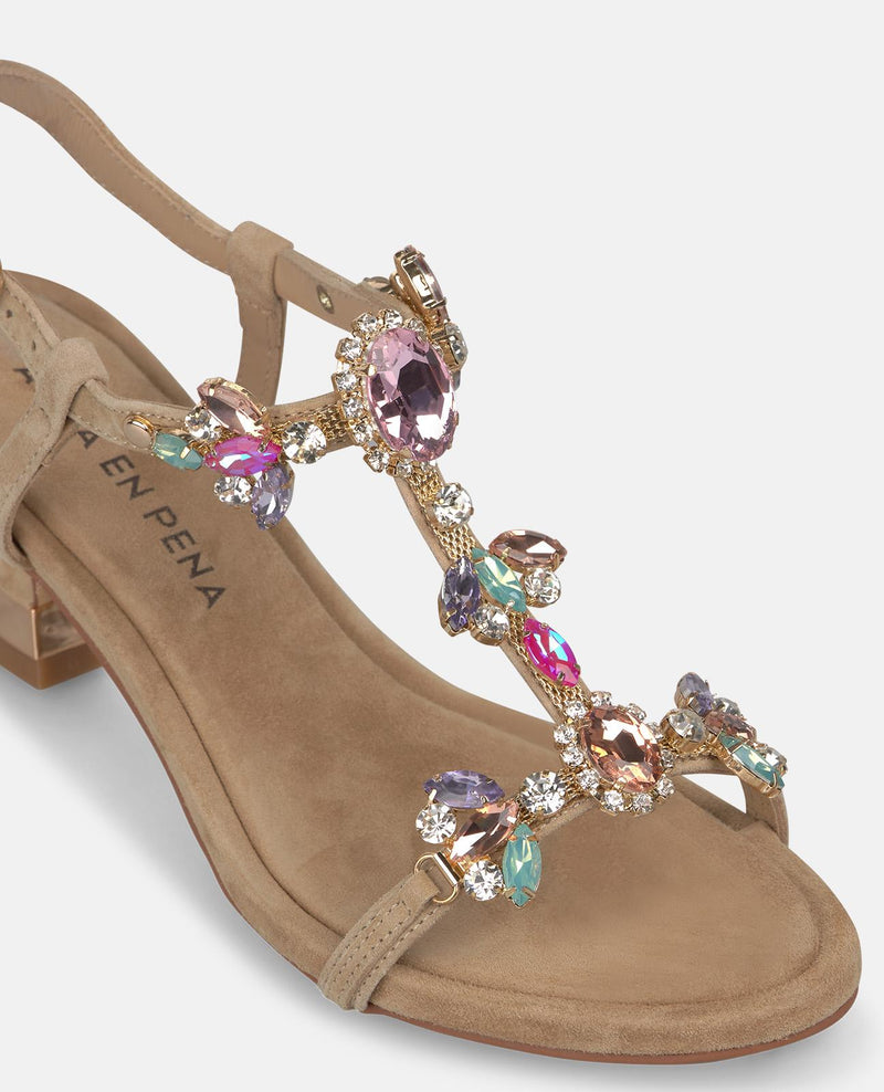 SANDALS WITH A CENTRAL STRAP AND Rhinestones
