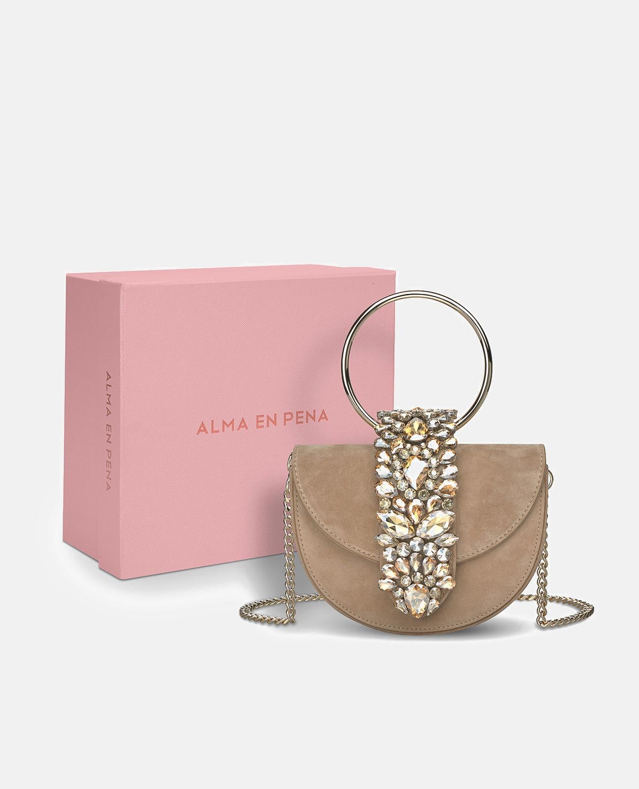 JEWELED HALF MOON BAG