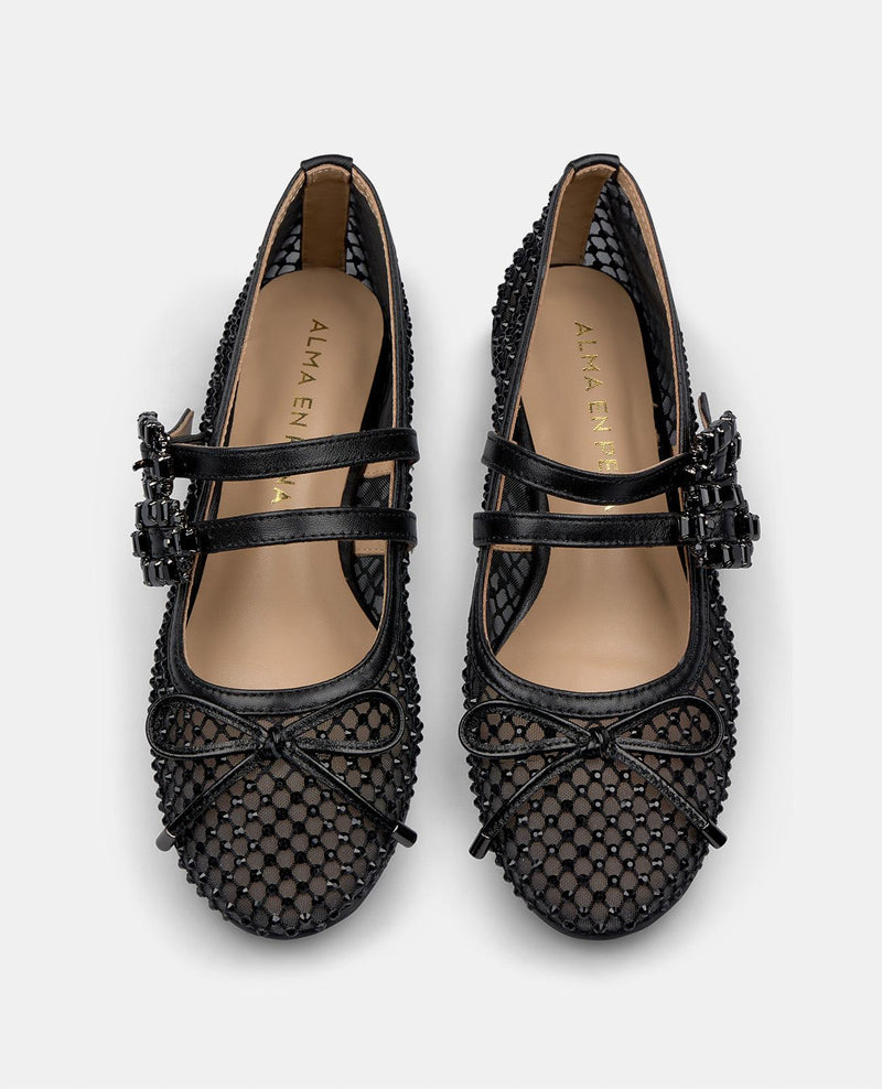 BALLERINE ROUGE BOUCLES STRASS