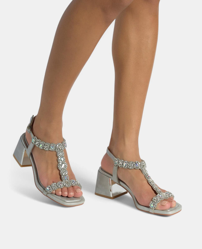 SANDAL WITH RHINESTONE DETAILS HEEL