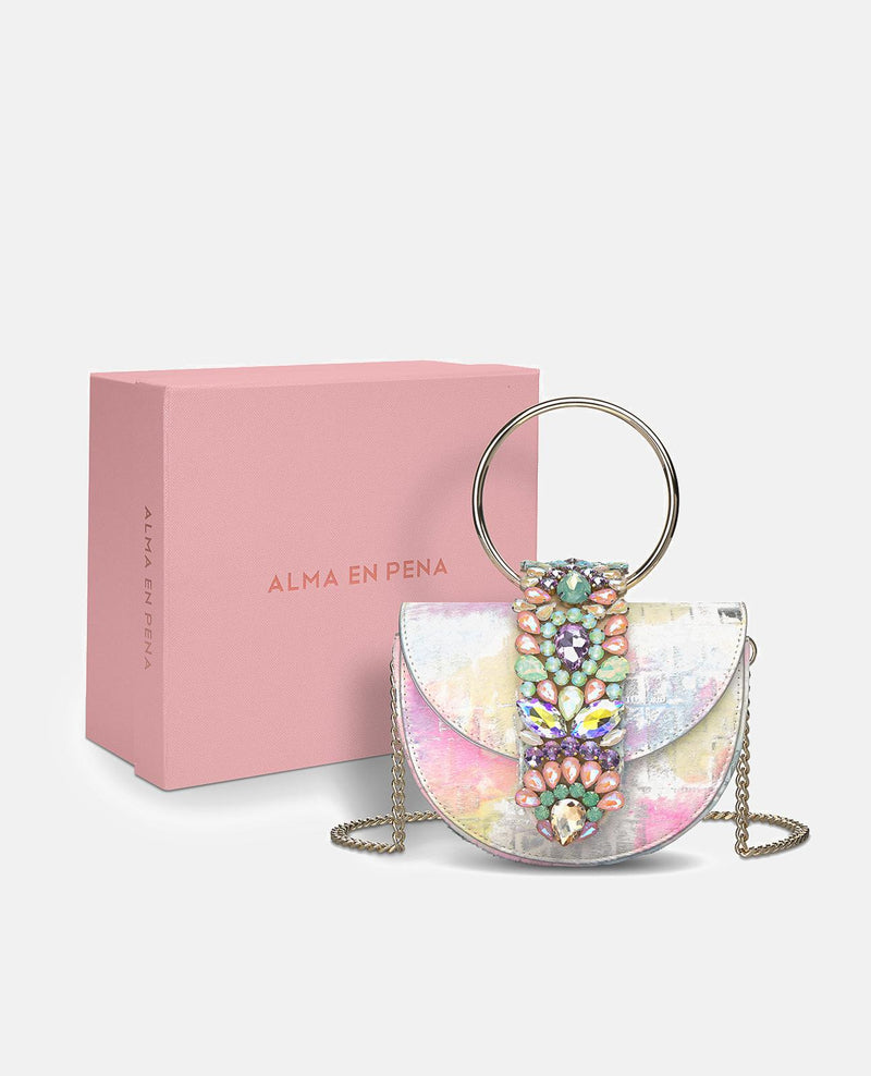 JEWELED HALF MOON BAG