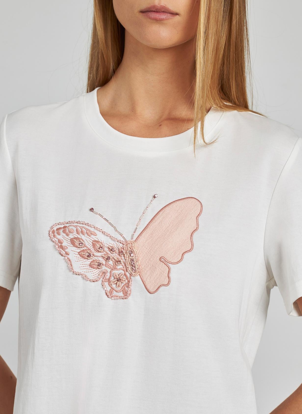 EMBROIDERED BUTTERFLY T-SHIRT