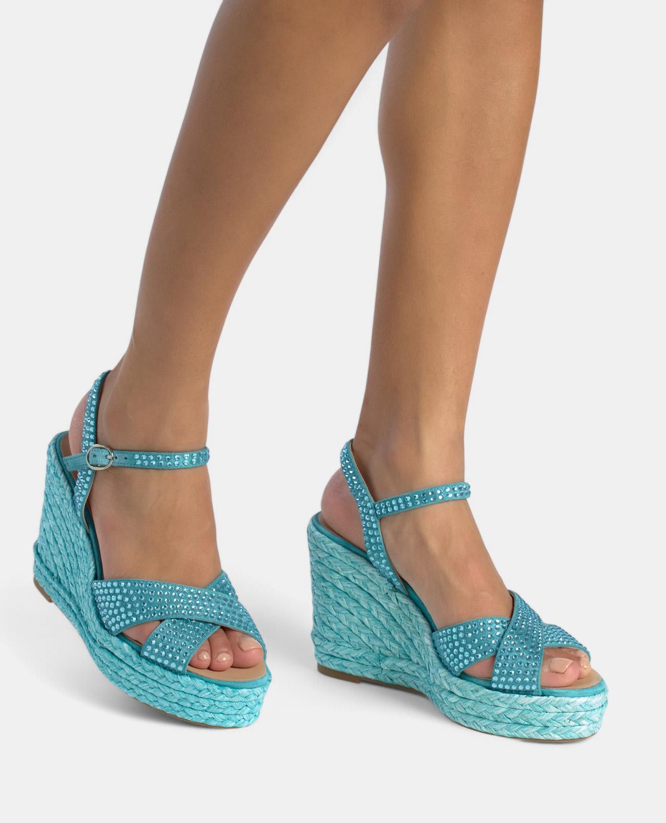 BRAIDED WEDGE WITH RHINESTONES