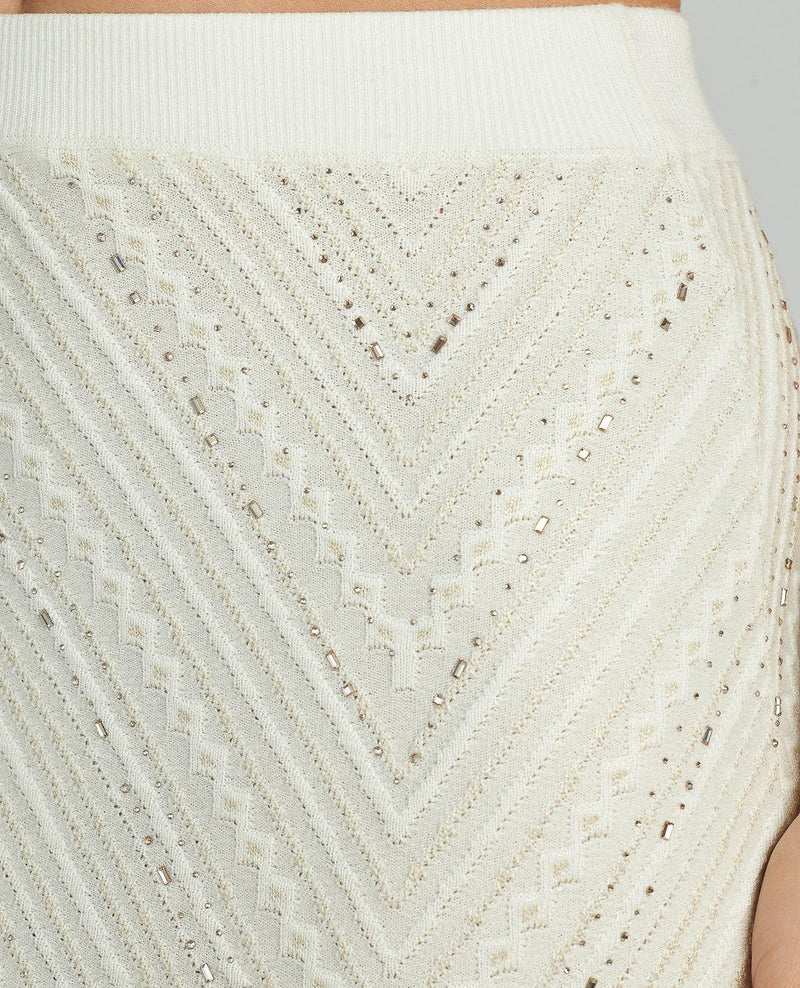 KNITTED SKIRT WITH RHINESTONES