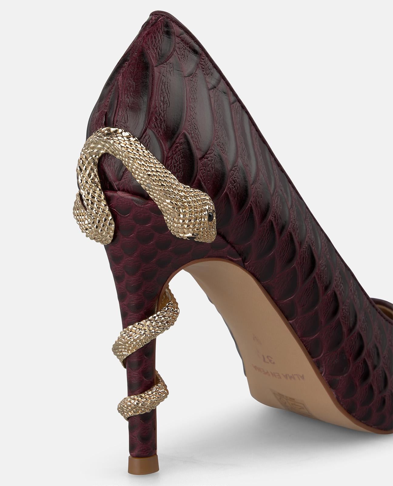 ZAPATO PIEL TACÓN CON SERPIENTE