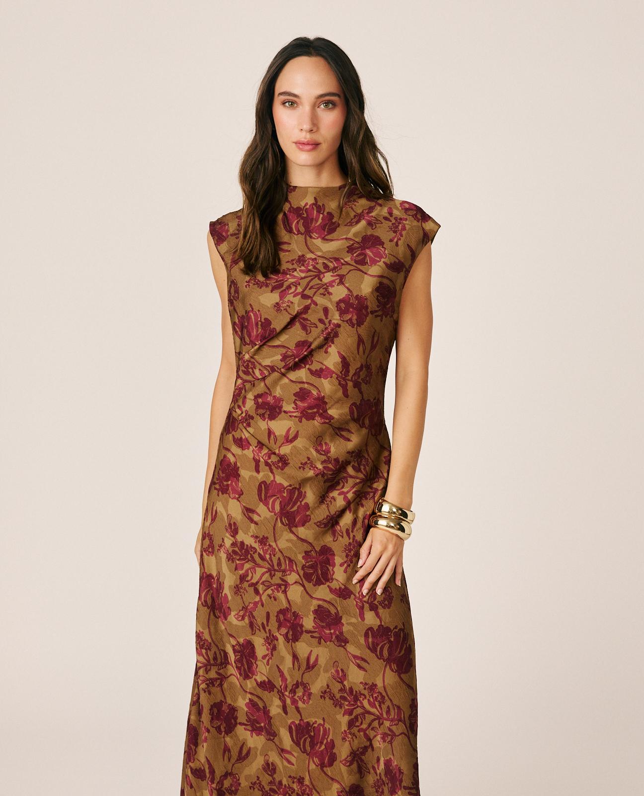 VESTIDO LARGO JACQUARD FLORAL
