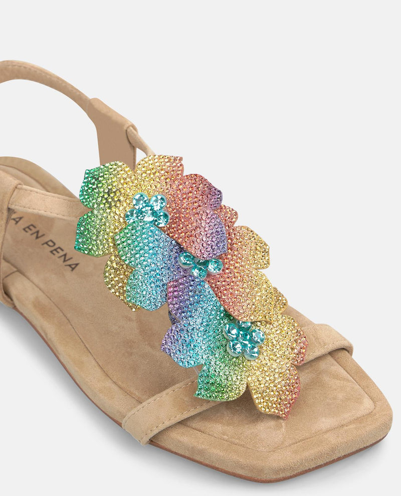FLAT SANDALS WITH FLOWERS ON THE FRONT