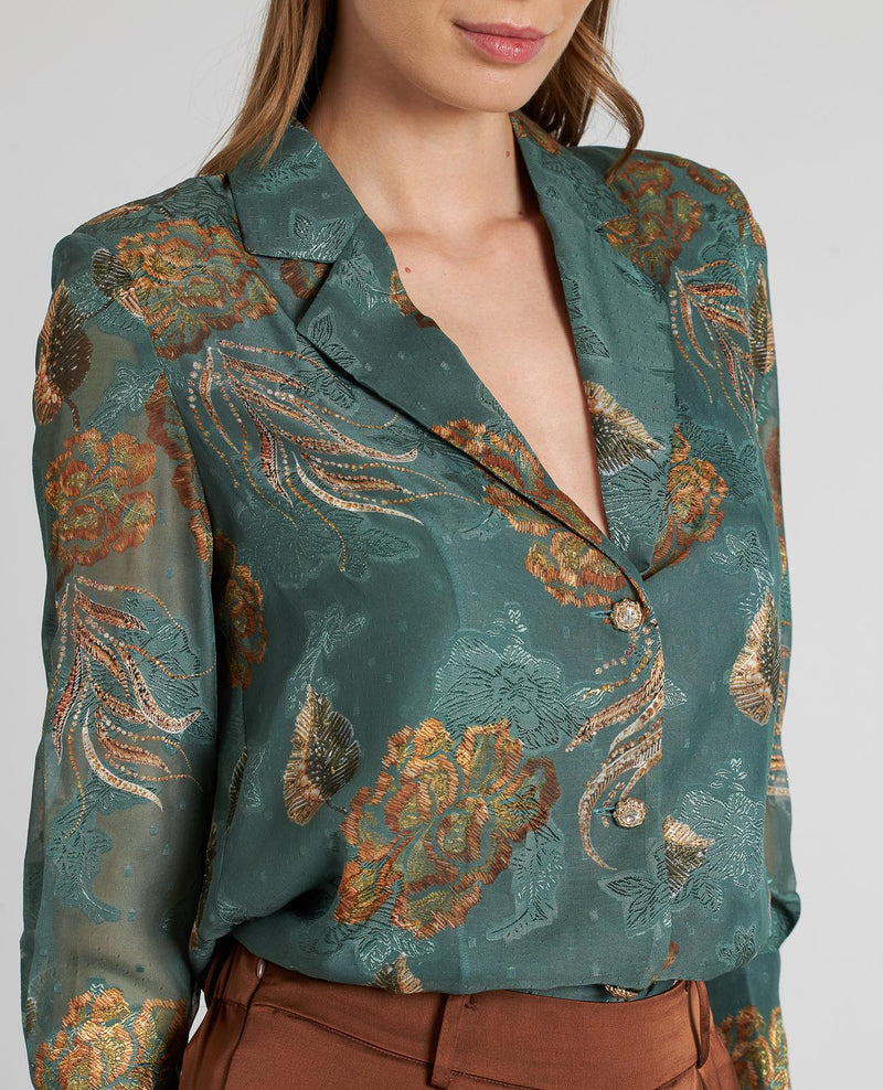 PRINTED SHIRT WITH JEWEL BUTTON