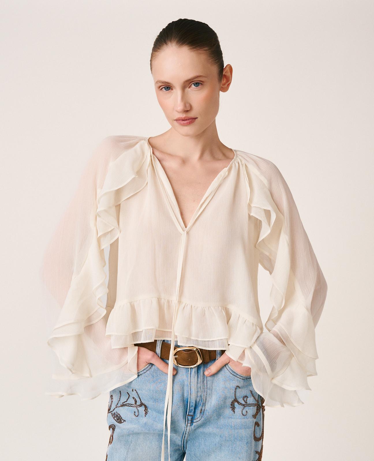 BLUSA MANGA VOLANTES