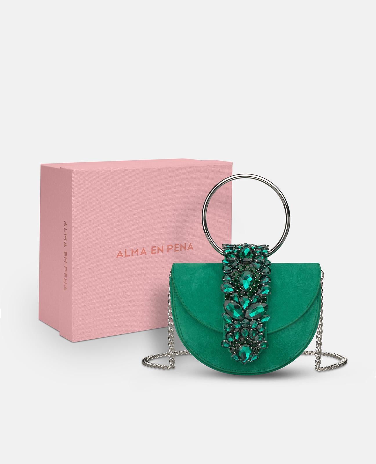 JEWELED HALF MOON BAG