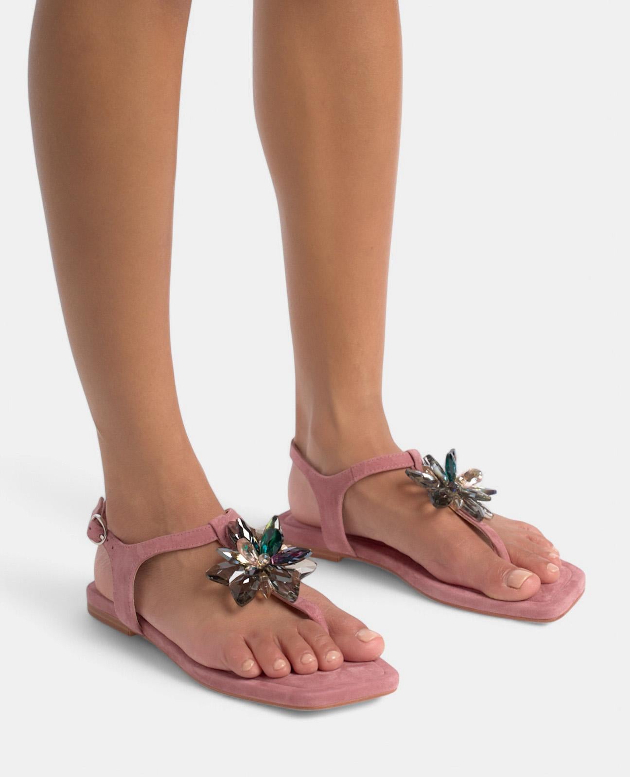 SANDALIA FLOR EFECTO CRISTAL
