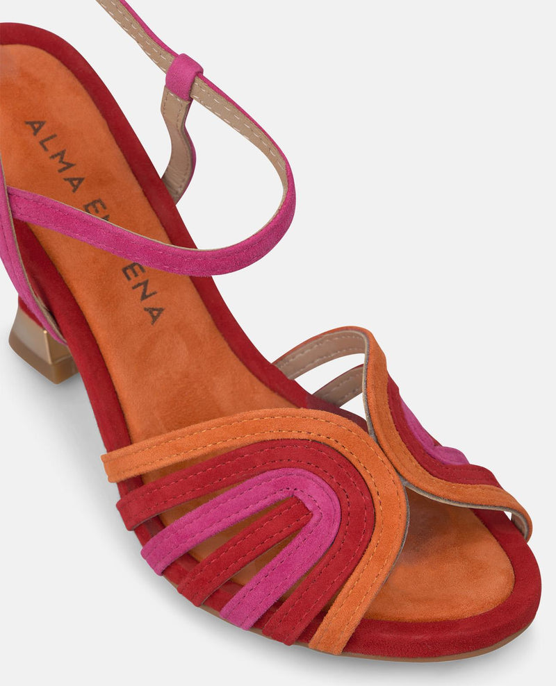 SANDALIA TACON TIRAS MULTICOLOR