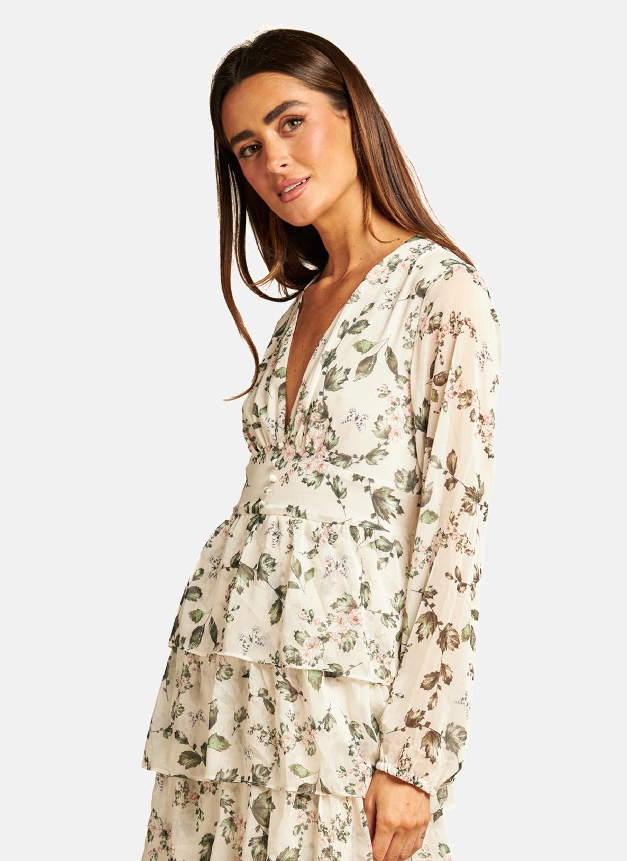 LONG FLORAL PRINT DRESS