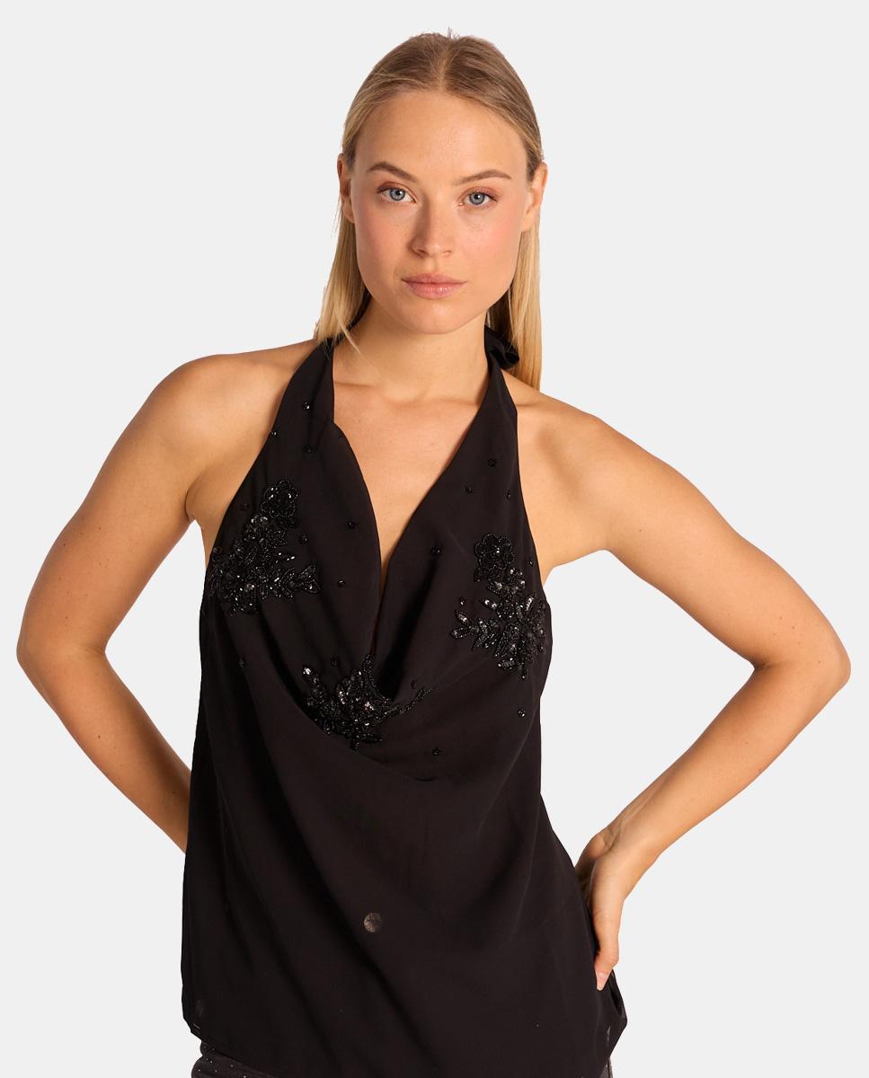 TOP HALTER BORDADOS FLOR