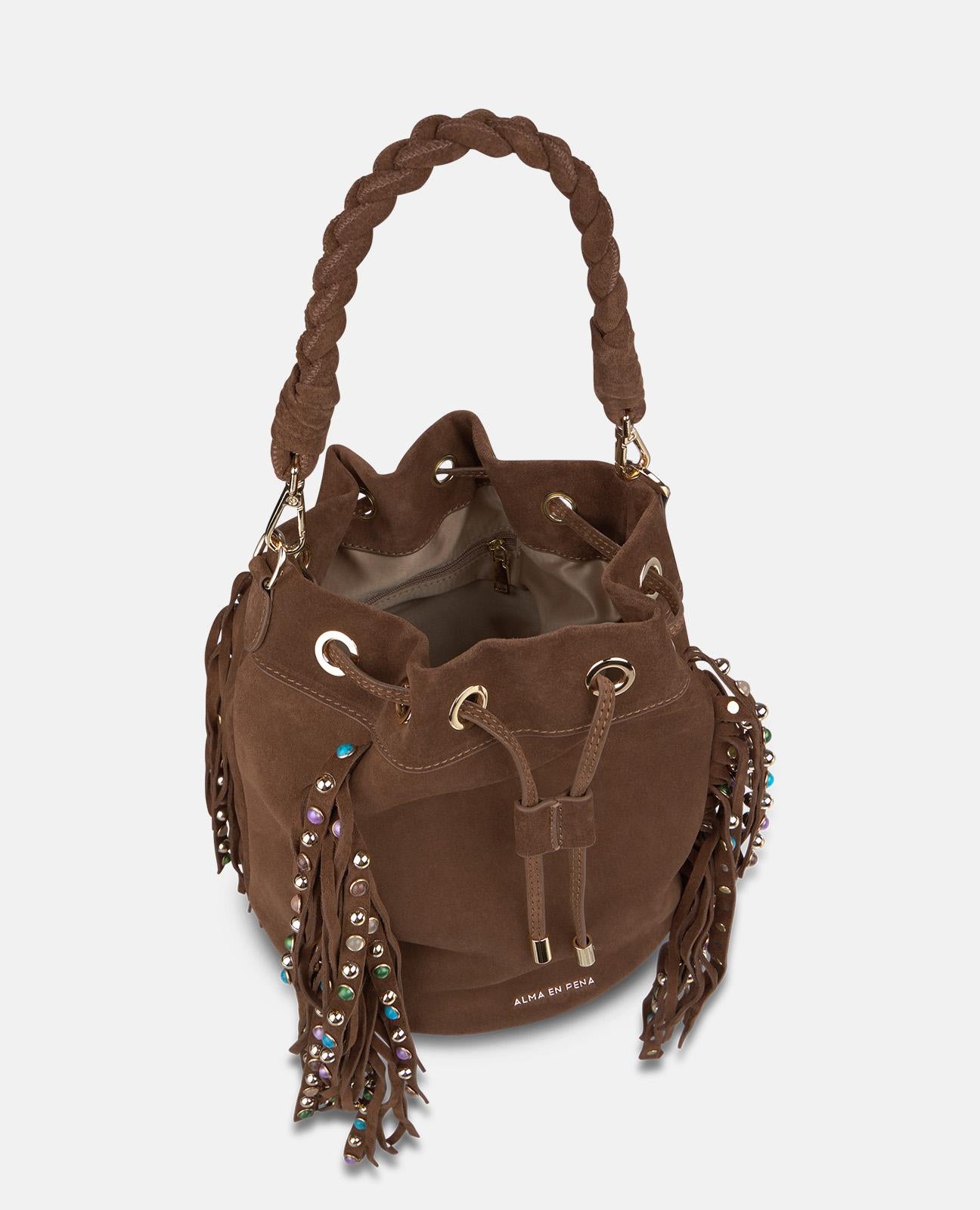 BOLSO BOMBONERA PIEL CON FLECOS