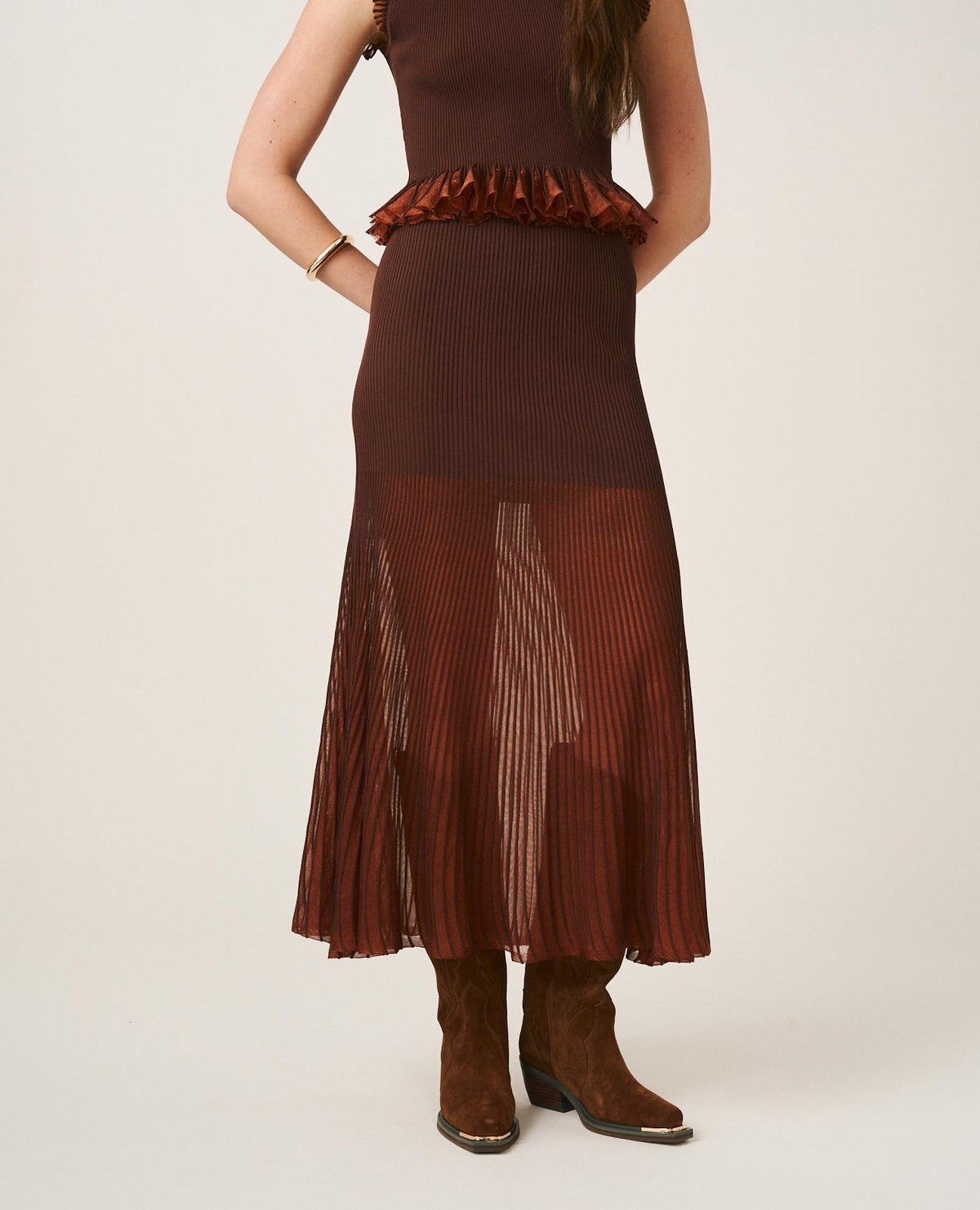 SEMI-TRANSPARENT METALLIZED SKIRT
