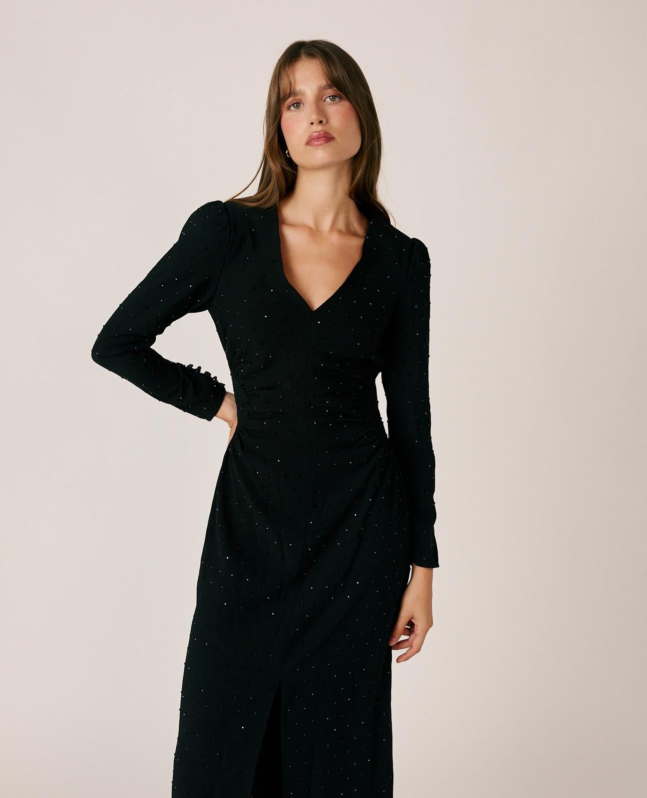 VESTIDO MIDI CREPÉ BRILLANTES
