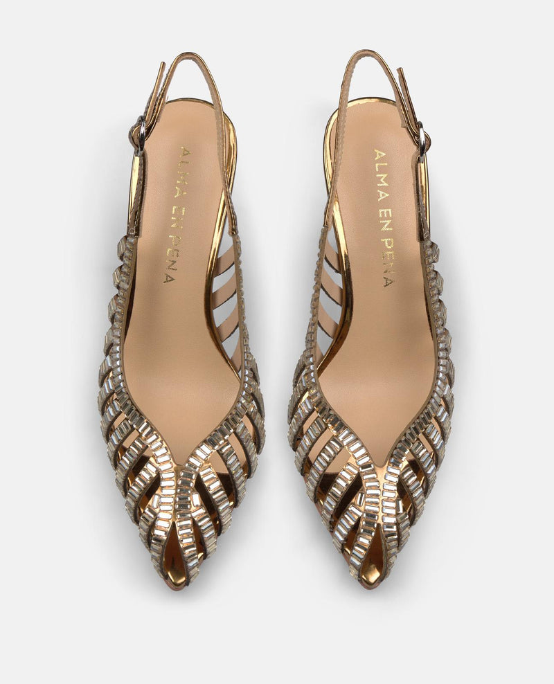 SAPATO DE SALTO COM EFEITO CRISTAL