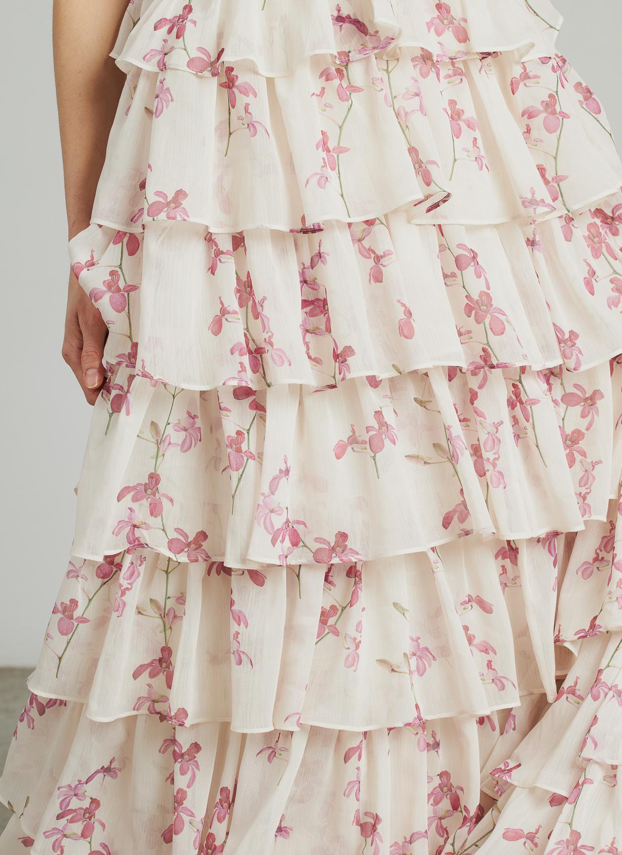 LONG DRESS WITH RUFFLED STRAPS