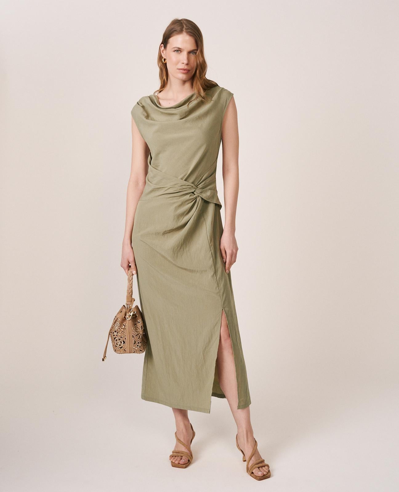 VESTIDO CUELLO DRAPEADO