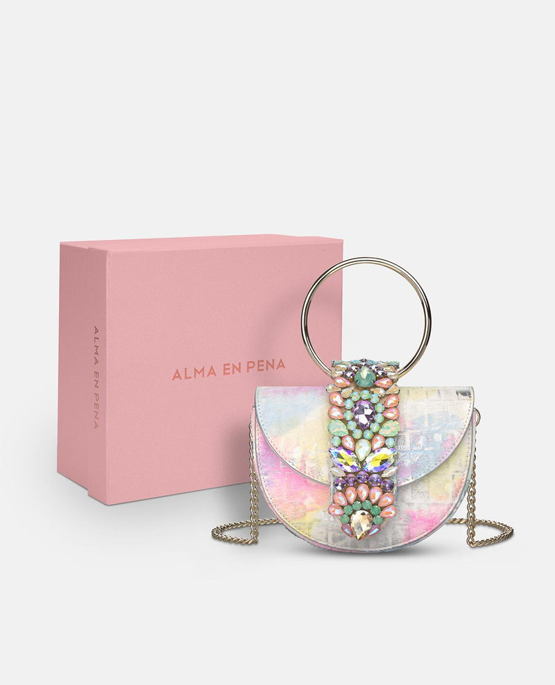 JEWELED HALF MOON BAG